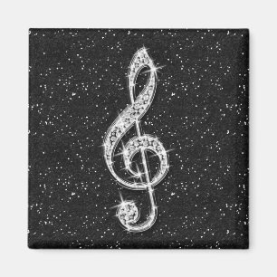 Aimant Note de Musique Diamantée Pailletée Brillante Impr