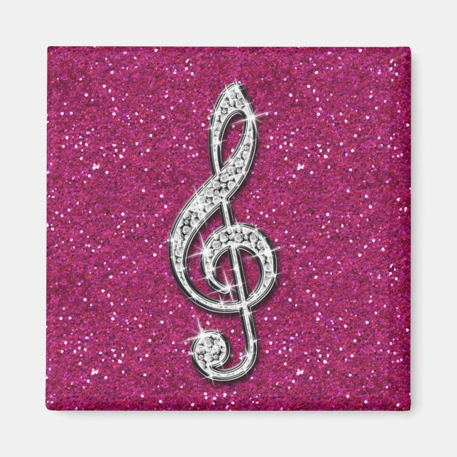 Aimant Note de musique en diamant pailleté brillant impri (Devant)