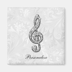 Aimant Note de musique en diamant personnalisée sur damas