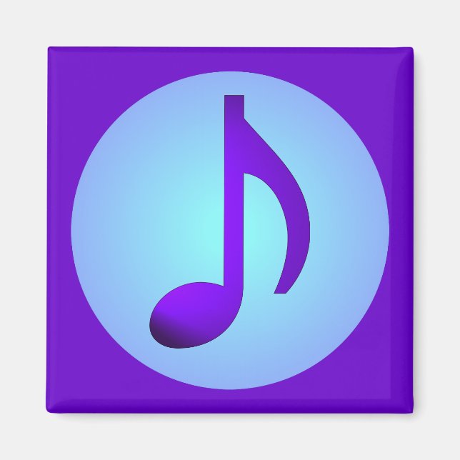 Aimant Note de musique simplement élégante bleu violet (Devant)