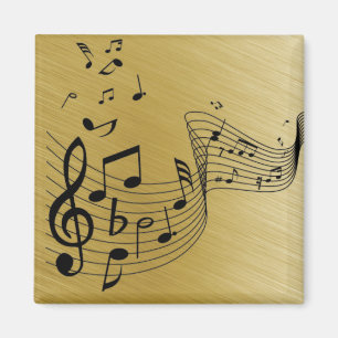 Aimant Notes de musique dorées brossées 