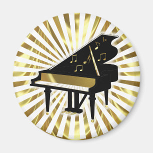 Aimant Notes de musique Gold et Black Grand Piano