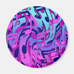 Aimant Notes de musique motif rose bleu violet aqua animé