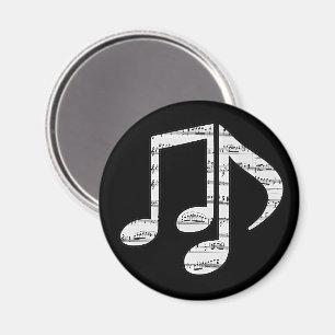 Aimant Notes de musique noir et blanc