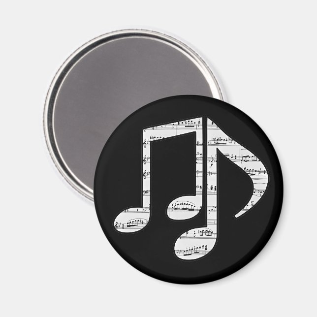 Aimant Notes de musique noir et blanc (Recto/Verso)