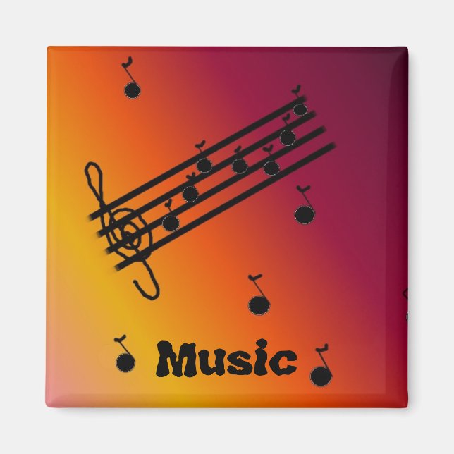Aimant Notes de musique sur un fond varié (Devant)