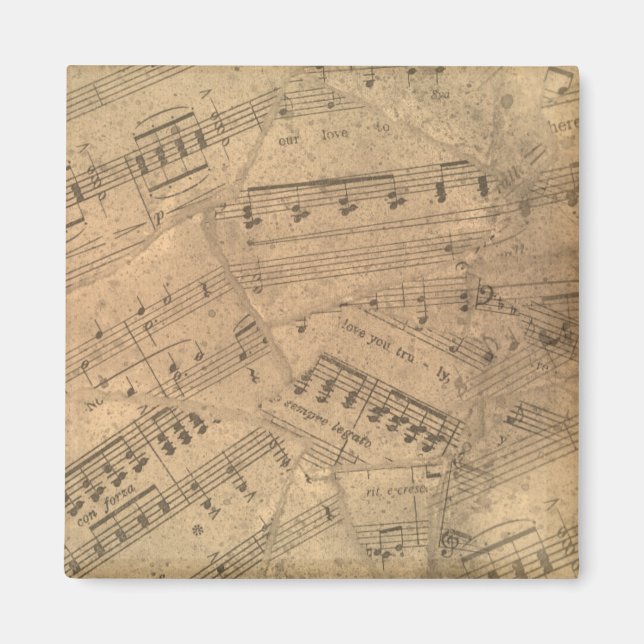 Aimant Notes de Musique Vintage (Devant)