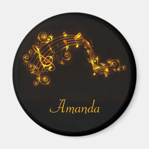Aimant Notes musicales Black and Gold Swirling