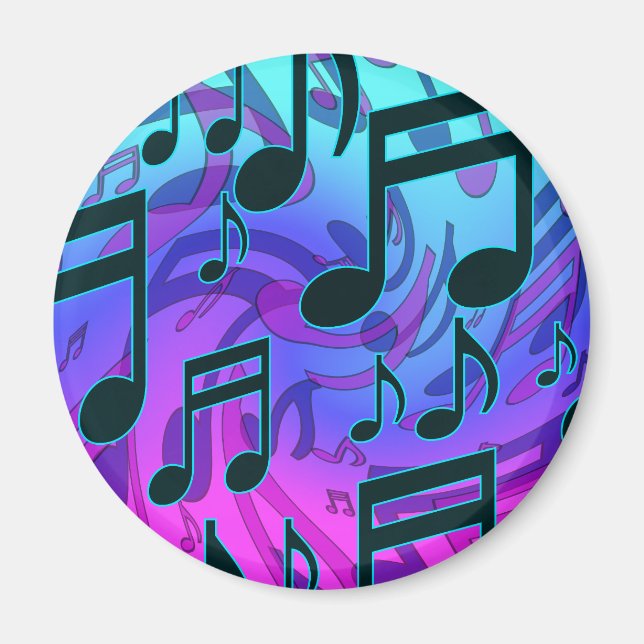 Aimant Notes musicales Blue Purple Aqua Motif (Devant)