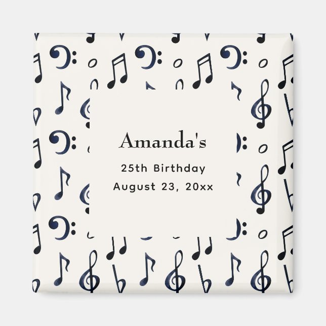 Aimant Notes musicales mignonnes Motif Anniversaire (Devant)