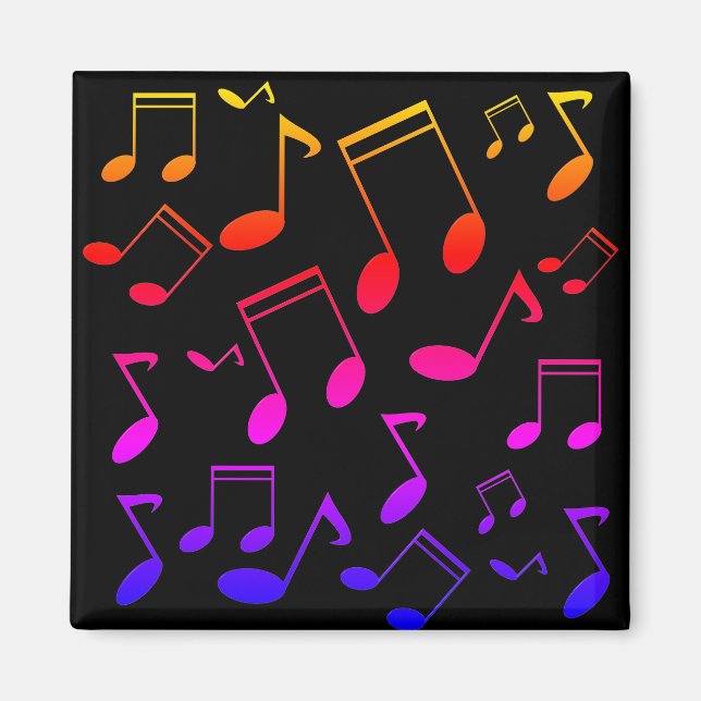 Aimant Notes musicales noir Rainbow (Devant)