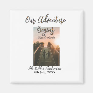 Aimant Notre aventure commence couple photo amour & merci