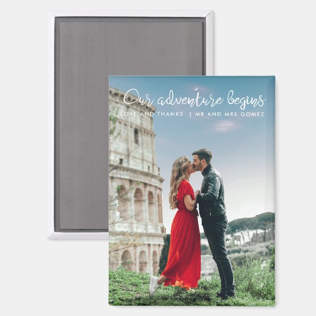 Aimant Notre aventure commence Photo Merci Mariage (Recto/Verso)