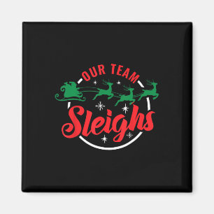 Aimant Notre équipe dévale Noël Famille Pyjama Noël Fête