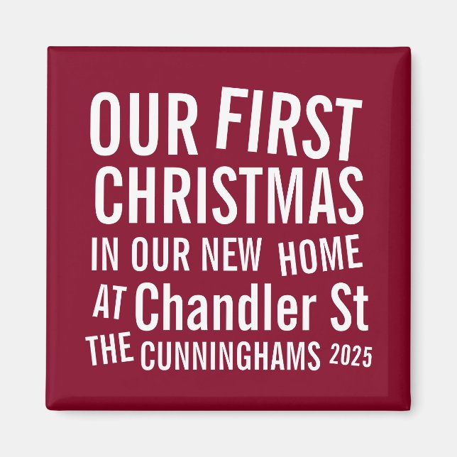 Aimant Notre premier Noël dans notre nouvelle maison Mode (Devant)