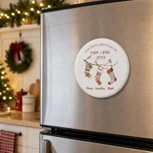 Aimant Notre premier Noël en tant que Maman et Papa Perso