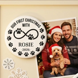 Aimant Notre Premier Noël Personnalisé Empreinte de Patte