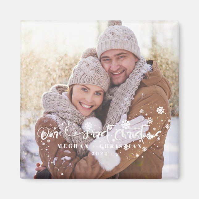 Aimant Notre première photo de Noël vacances    (Devant)