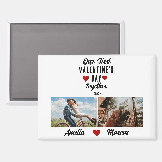 Aimant Notre première Saint Valentin Ensemble 2 Photos (Recto/Verso)