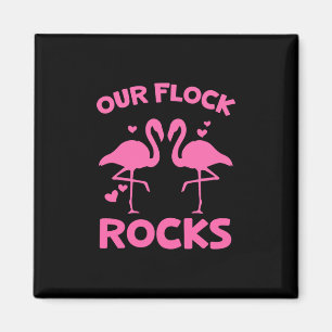 Aimant Notre troupeau est génial T-shirt Flamant Rose pou