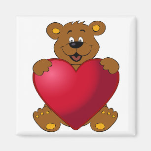 Aimant Nounours heureux avec la bande dessinée de coeur