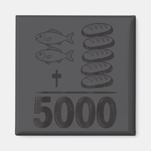 Aimant Nourrir 5000 Miracles Jésus Mathématiques Chrétien (Devant)