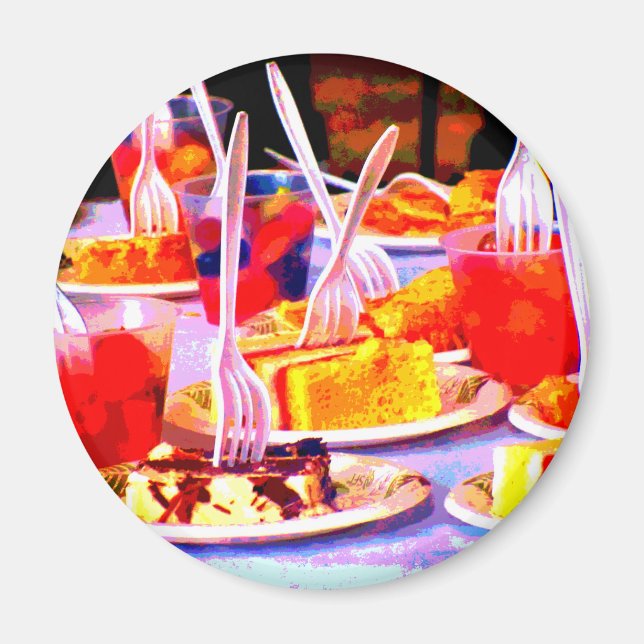 Aimant Nourriture Art Pop Gâteaux Snacks Fourchettes Colo (Devant)