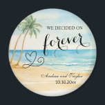 Aimant Nous avons décidé sur Forever Elegant Wedding fave<br><div class="desc">Un design de mariage élégant avec plage aquarelle et palmiers que vous pouvez customiser avec vos détails.</div>