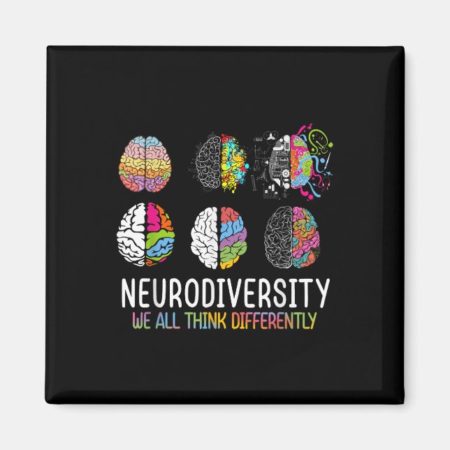 Aimant Nous pensons tous différemment Neurodiversité Chem (Devant)