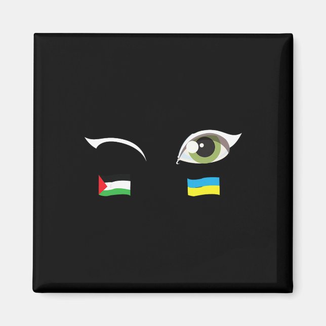 Aimant Nous sommes avec l'Ukraine Drapeau de la Palestine (Devant)