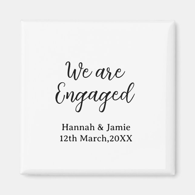 Aimant Nous sommes fiancés nom date calligraphystylish (Devant)