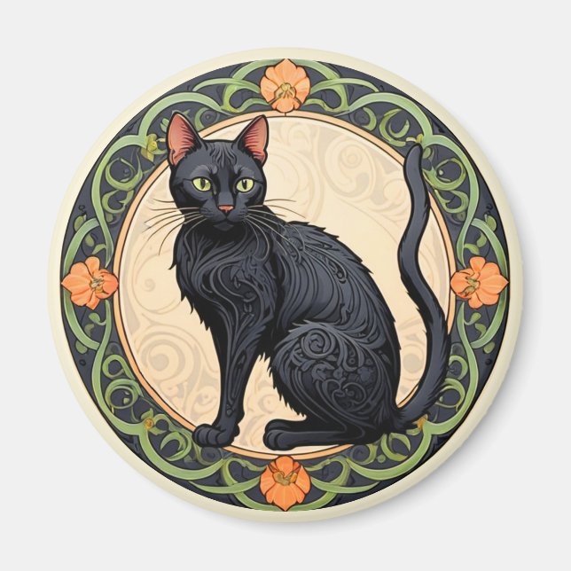 Aimant Nouveau Chat Noir (Devant)