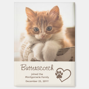Aimant Nouveau Nom de Photo de Chat Adopté Date Empreinte
