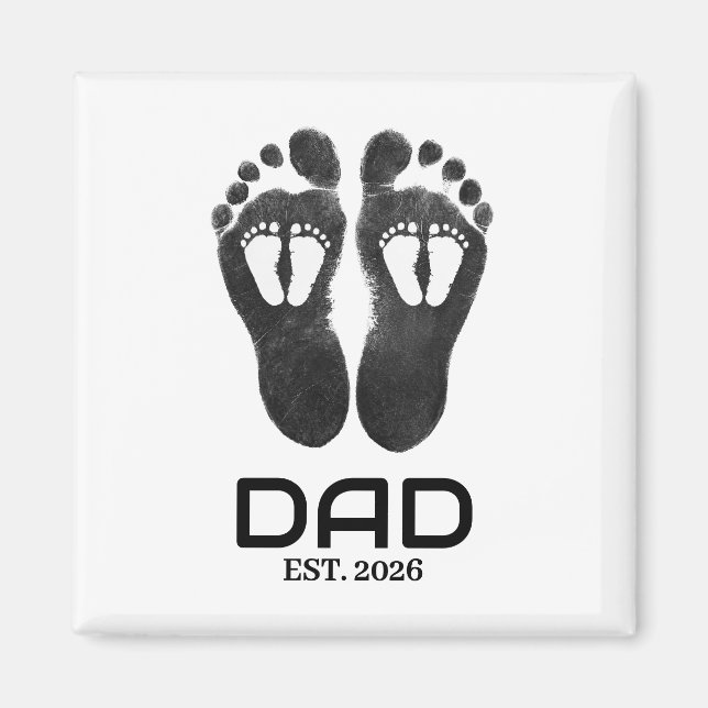 Aimant Nouveau Papa Jumeaux Empreintes de Bébé Date Prévu (Devant)