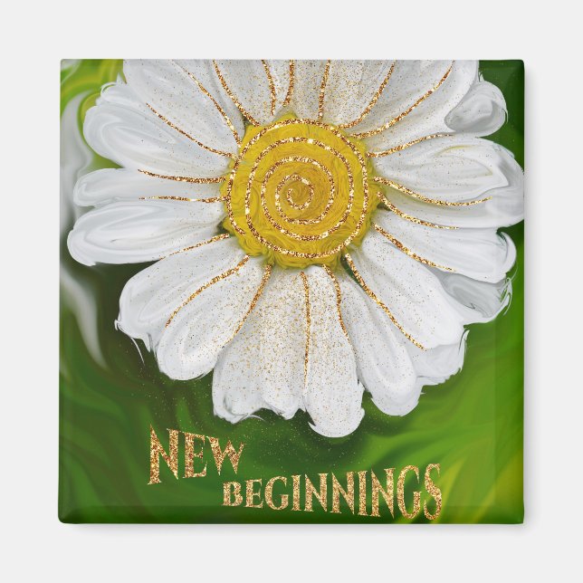 Aimant Nouveaux débuts - Puissance de fleur marguerite (Devant)