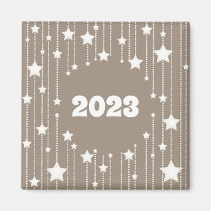 Aimant Nouvel An 2023 étoiles beige blanc naturel