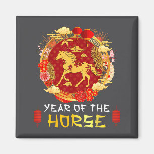 Aimant Nouvel An chinois 2026 Année du Cheval Zodiaque ch