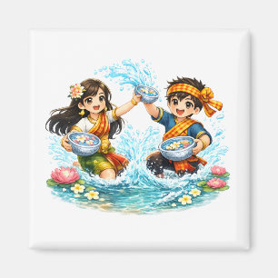 Aimant Nouvel An lao Festival d'eau pour enfants – Pi Mai