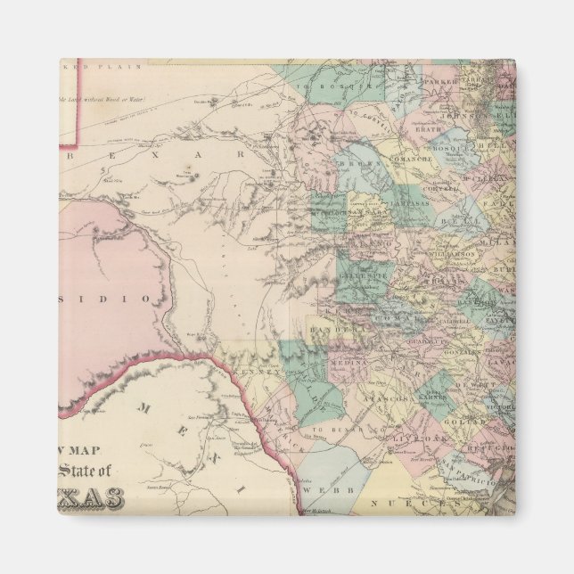 Aimant Nouvelle carte de l'état du Texas (Devant)