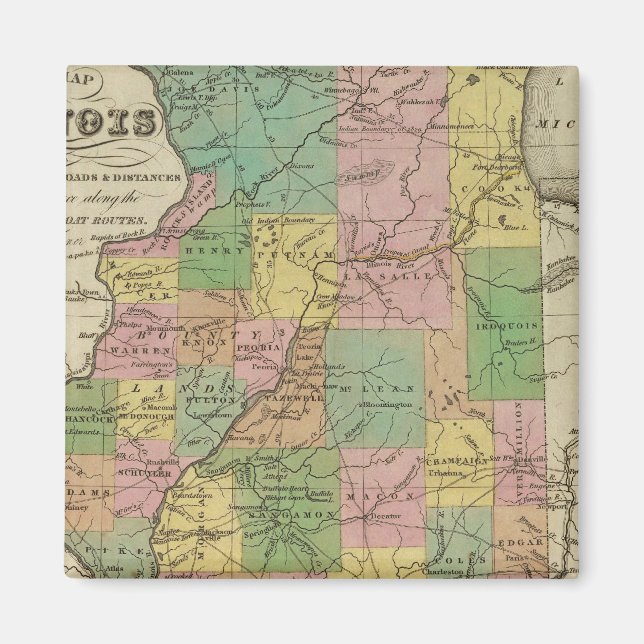 Aimant Nouvelle Carte De L'Illinois (Devant)