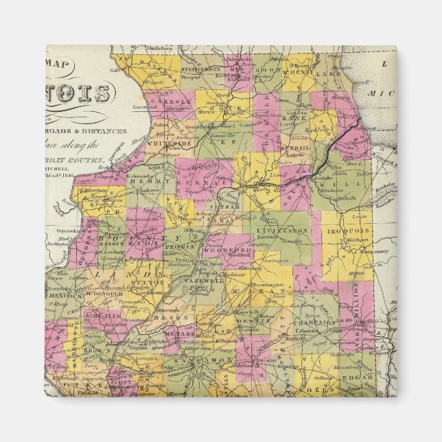 Aimant Nouvelle Carte De L'Illinois (Devant)