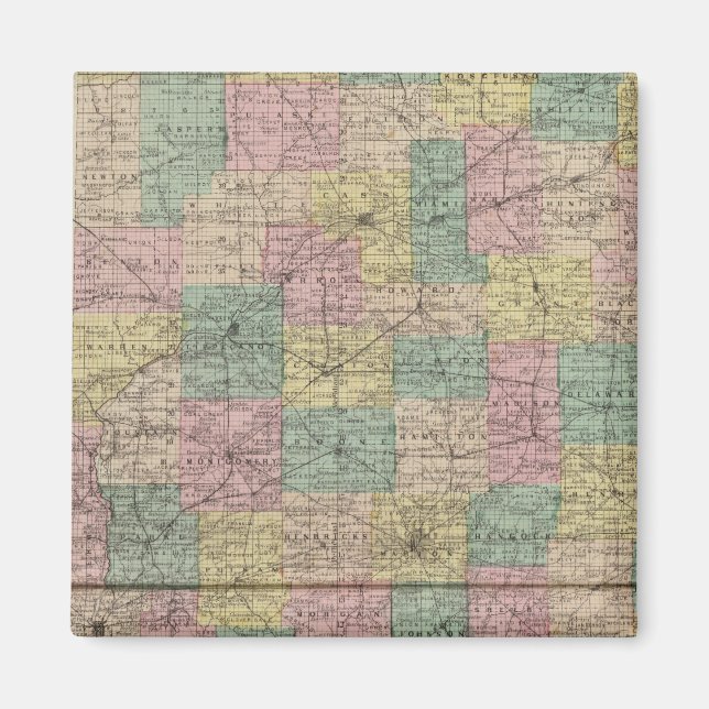 Aimant Nouvelle carte de section et de canton de Indiana (Devant)