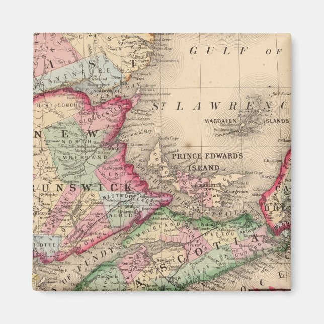 Aimant Nouvelle-Écosse, Nouveau-Brunswick, Carte par Mitc (Devant)