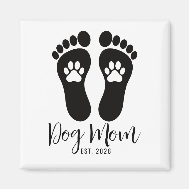 Aimant Nouvelle Maman de Chien Empreintes de Patte Date d (Devant)
