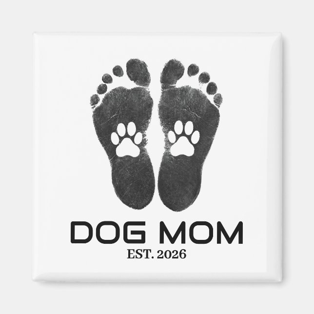 Aimant Nouvelle maman de chien empreintes de pattes gras  (Devant)