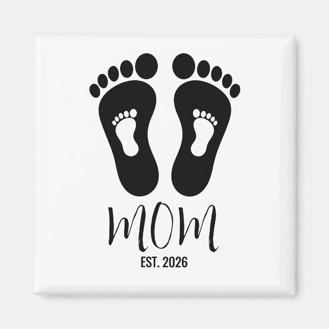 Aimant Nouvelle maman Empreintes de bébé établies  (Devant)