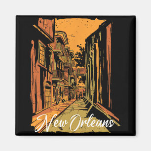 Aimant Nouvelle-Orléans Bourbon Street Souvenir Quartier 