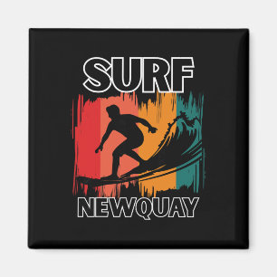 Aimant Nouvelle rétro de surf de Newquay Cornwall Surfant