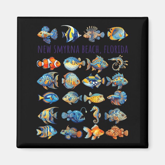 Aimant Nouvelle Smyrna Beach Floride Dessin de Poisson Co (Devant)