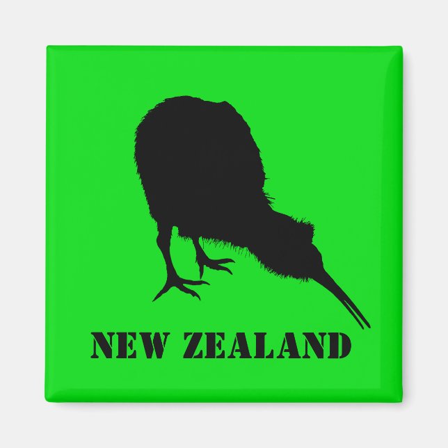 Aimant Nouvelle-Zélande & Kiwi Bird Sillhouette / Aotearo (Devant)